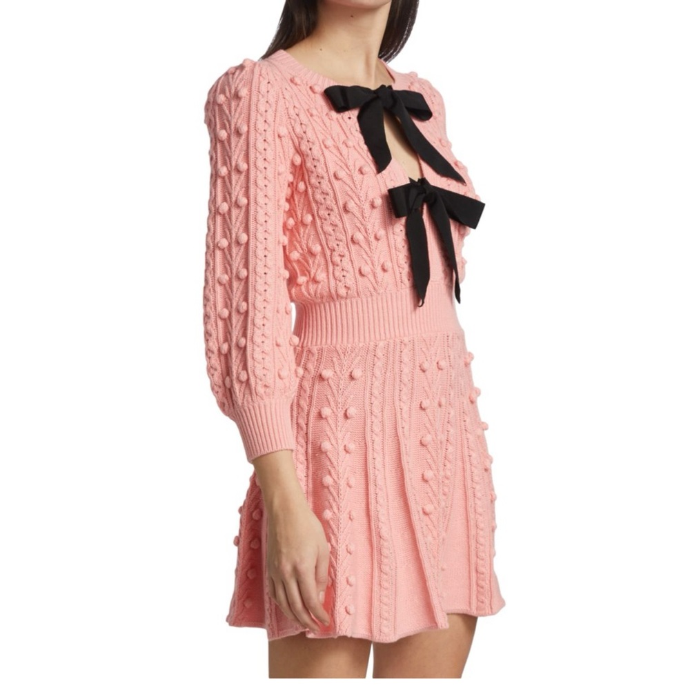 Alice + Olivia “Kitty Puff-Sleeve Sweater Dress”